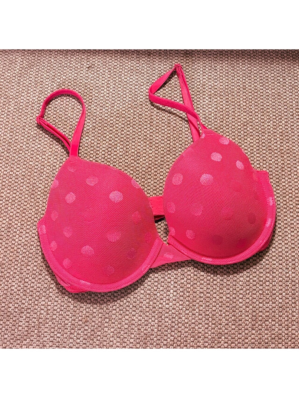 Victoria's Secret Pink 32D Hot Pink Polka Dot Bra